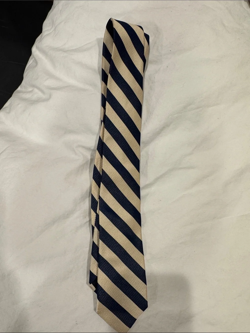 Crewcuts Navy and Beige Diagonal Stripe Tie